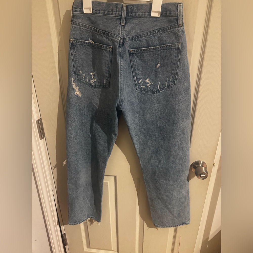 AGOLDE 90's High Rise Pinch Waist Straight Jeans Size 27 Button Fly Distressed - Picture 7 of 14